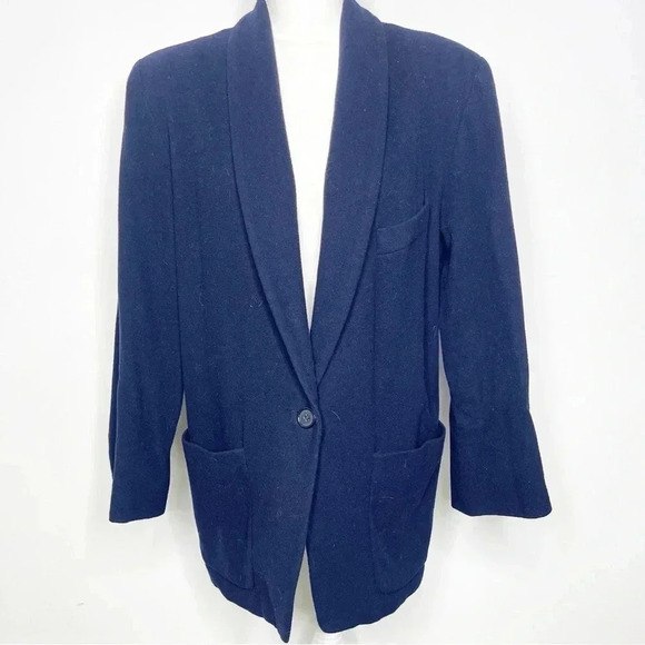 Shin Choi Vintage Oversized Navy Wool Cashmere Blazer Size Medium - Picture 1 of 8
